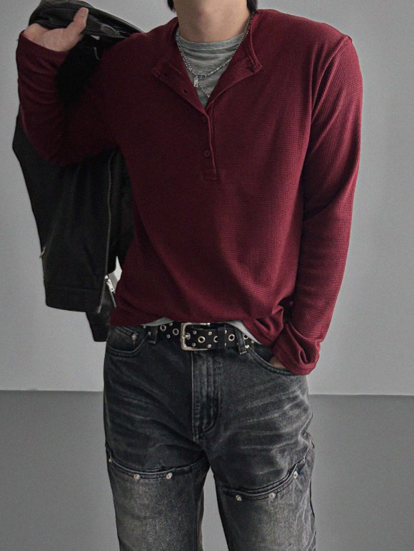 Layered Henryneck T-shirt