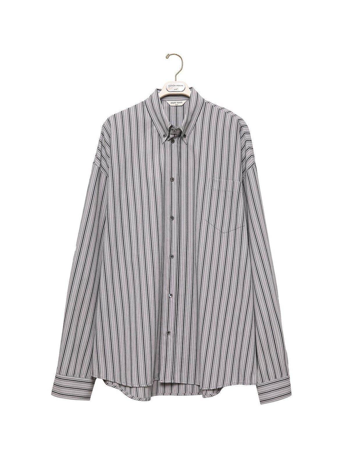 PAPERMOON Oversized Striped Pattern Pocket Button Down Shirt