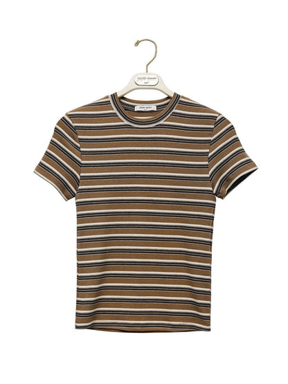 PAPERMOON ペーパームーン ソフトリブストライプTシャツ