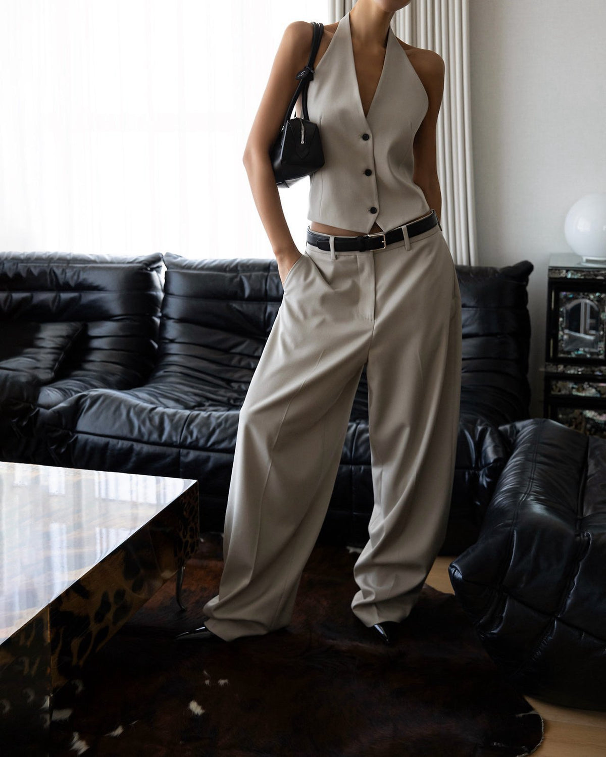 PAPERMOON Back Open Tailored Halter Neck Vest