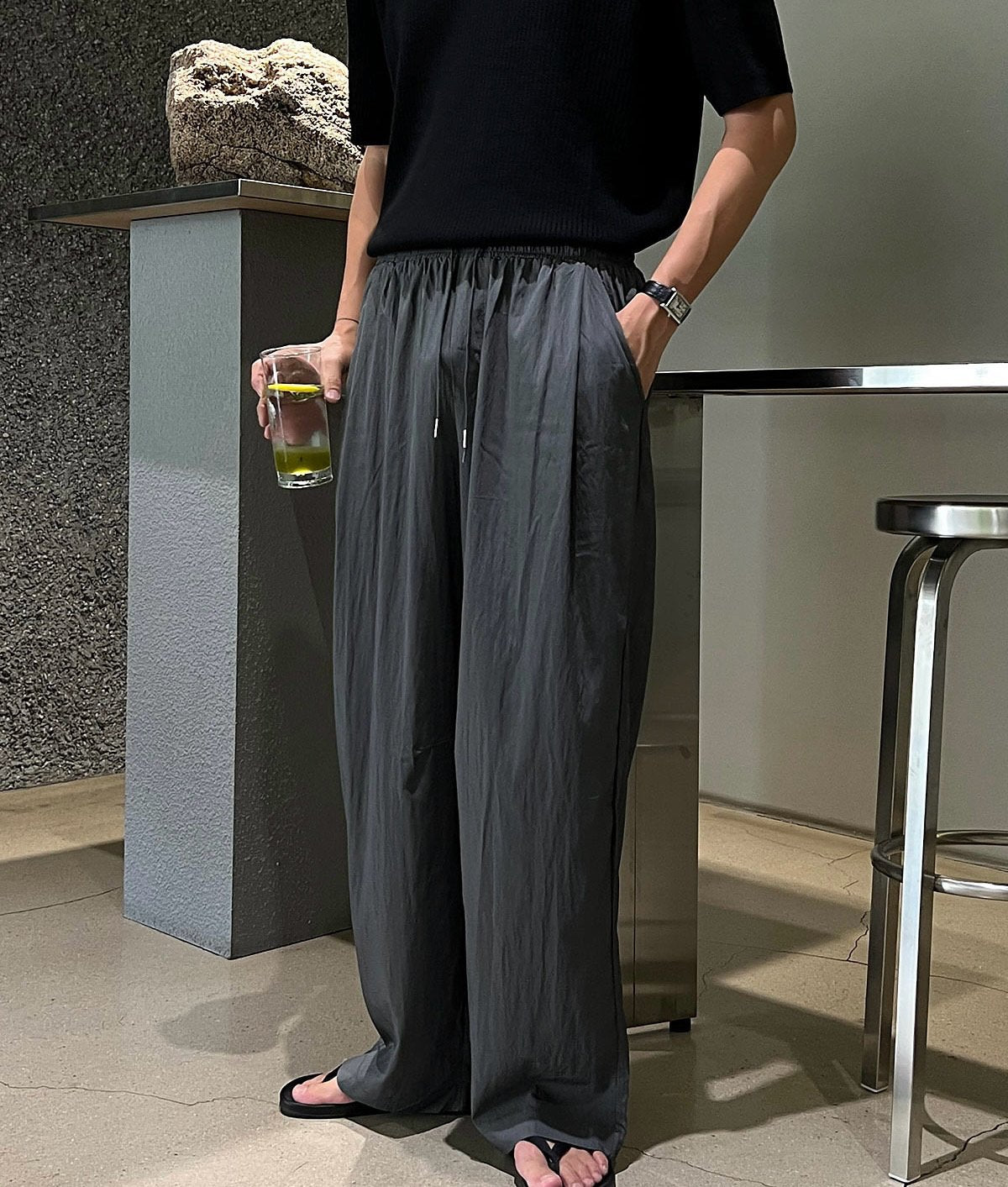 Pigment-Washed Nylon Shirt Jacket