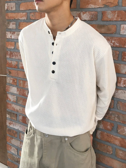 Soft Rib Henley Neck Knit