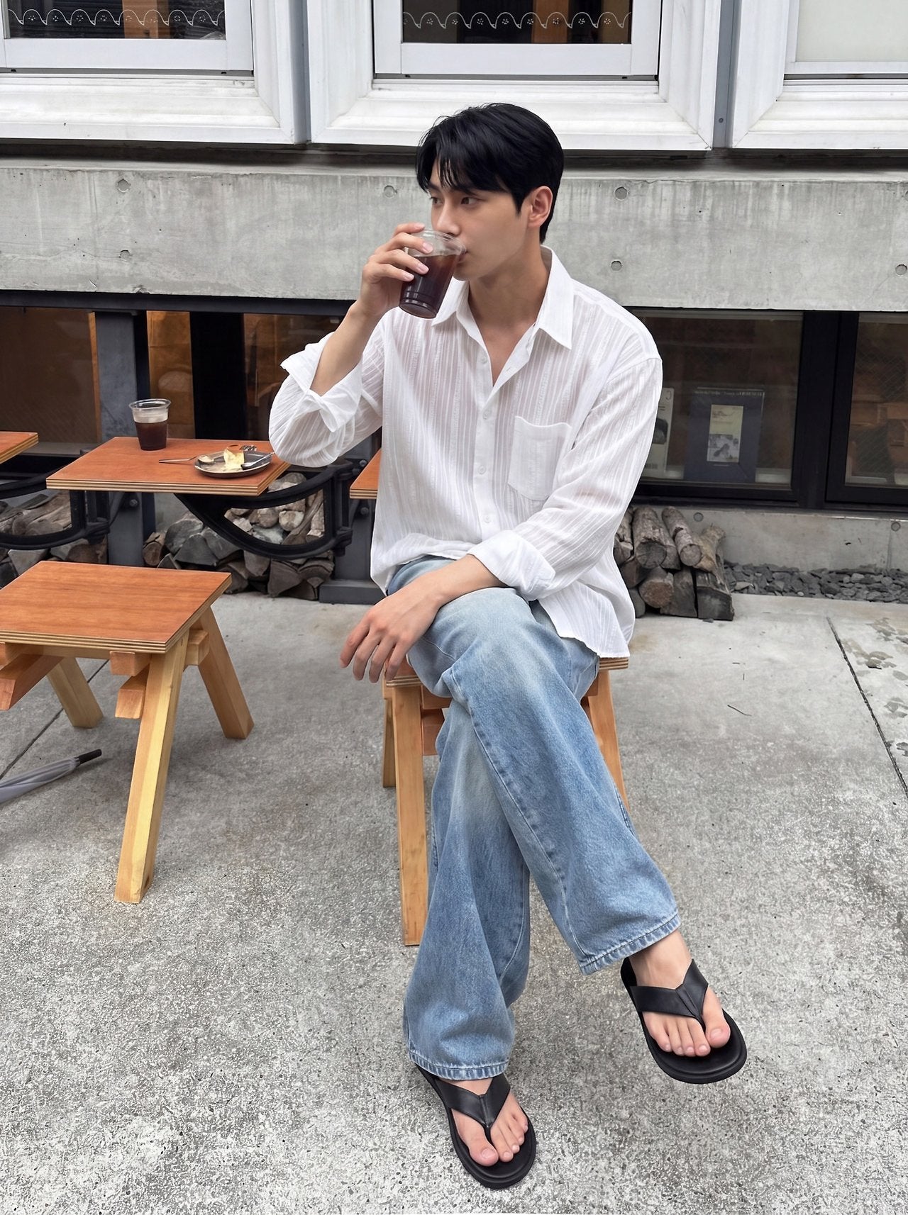 Pigment-Washed Nylon Shirt Jacket