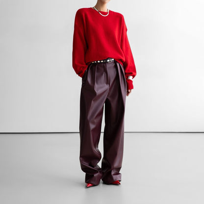 PAPERMOON ペーパームーン ダブルニッティングショルダーディテールラウンドネックニット