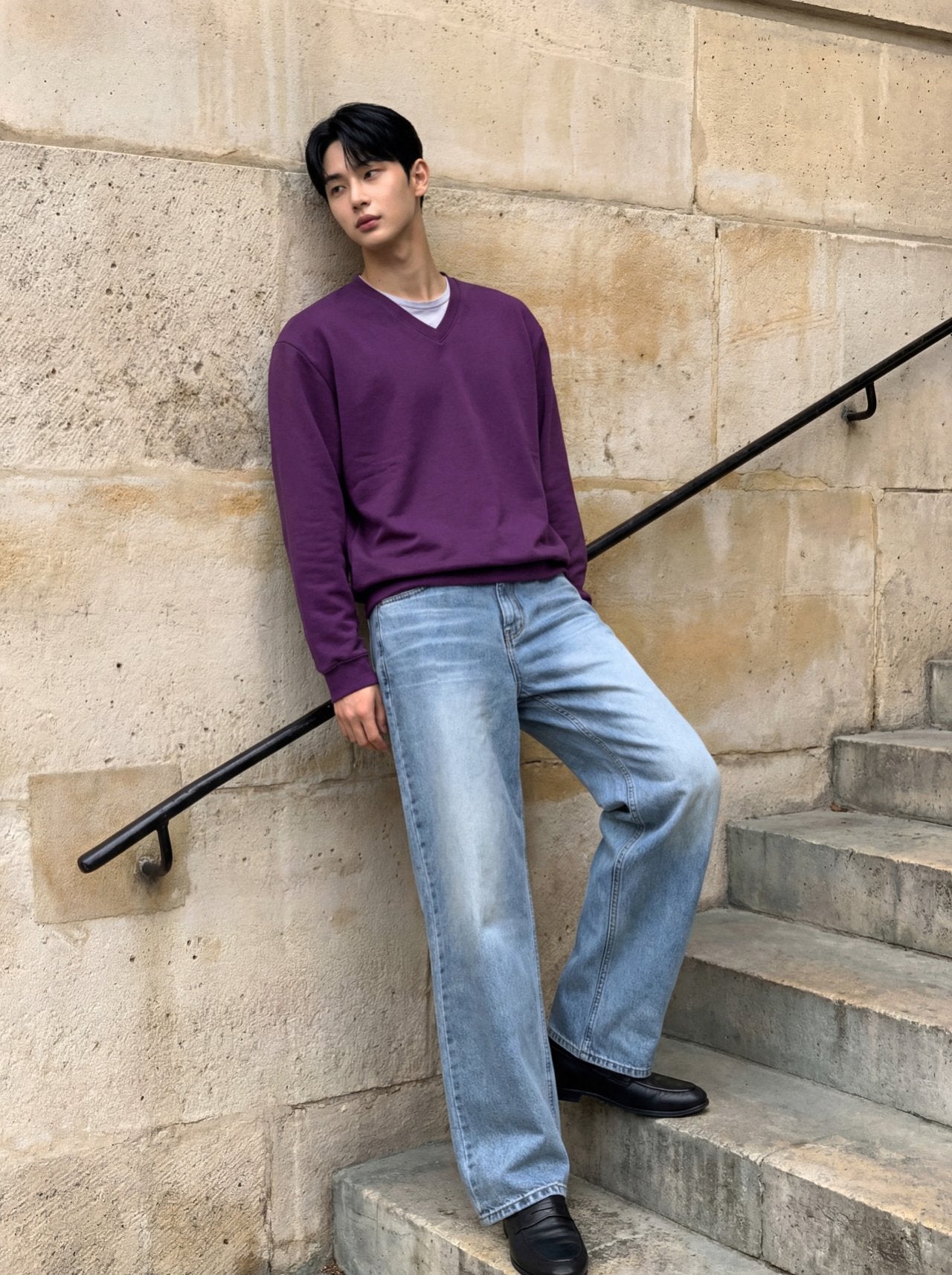 Layered V-Neck Long Sleeve Tee