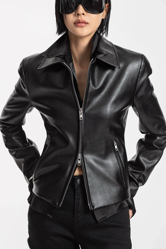 PAPERMOON ペーパームーン クラシックスリムフィットパンチングレザージャケット
