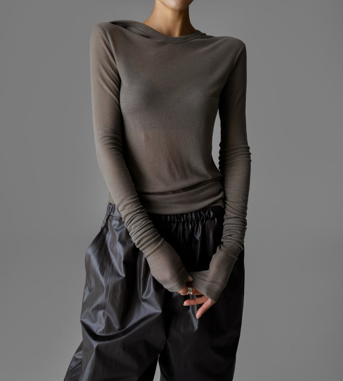 PAPERMOON Maxi Sleeve Sheer Hooded Top