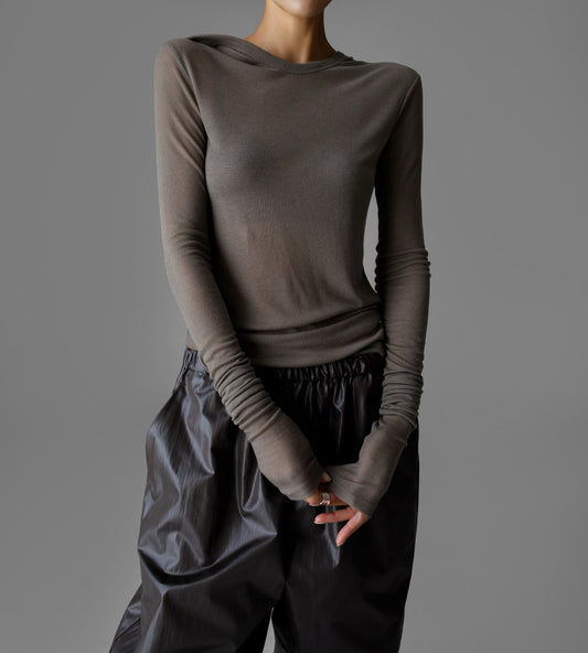 PAPERMOON Maxi Sleeve Sheer Hooded Top