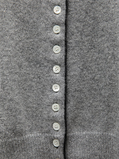 PAPERMOON ペーパームーン カラーバイステッチボタンディテールカシミヤウールクロップドカーディガン