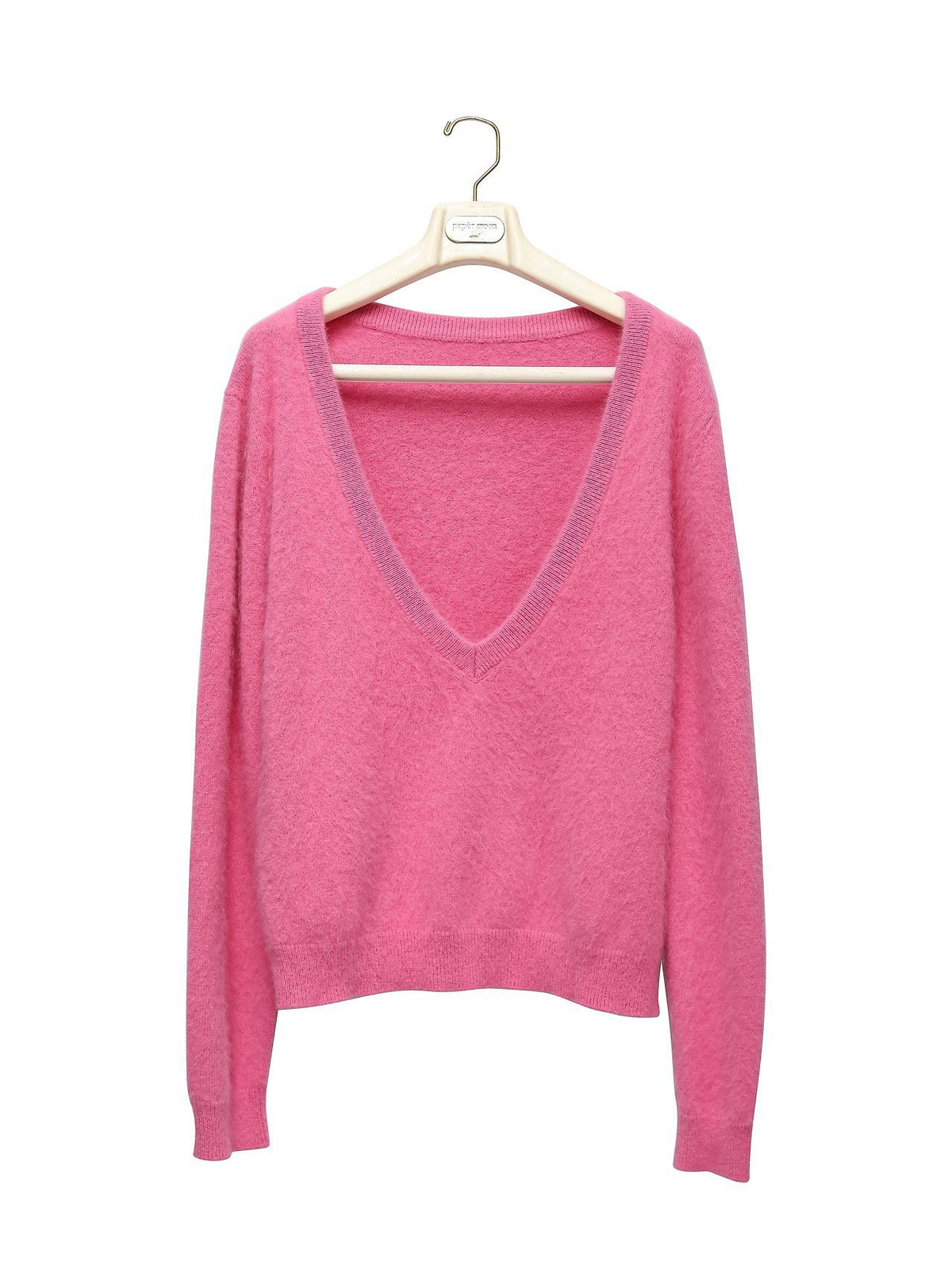 PAPERMOON Luxe Raccoon-Hair Deep V-Neck Knit