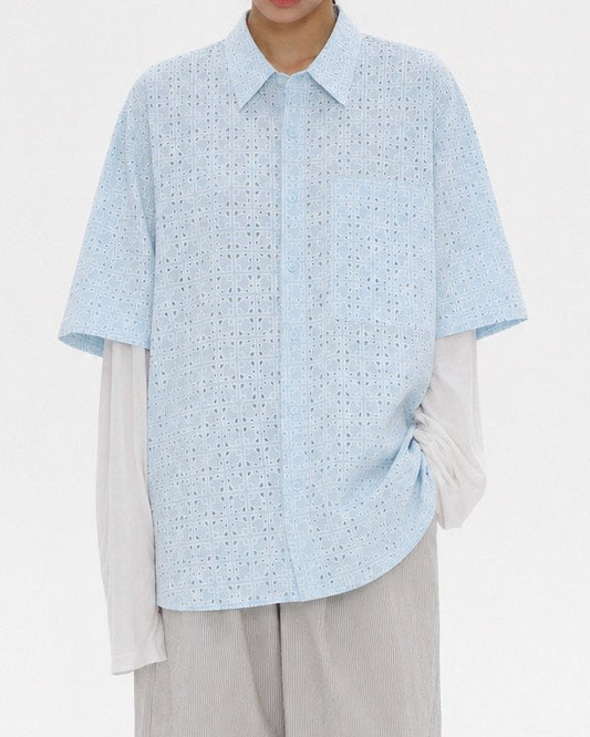 Pigment-Washed Nylon Shirt Jacket