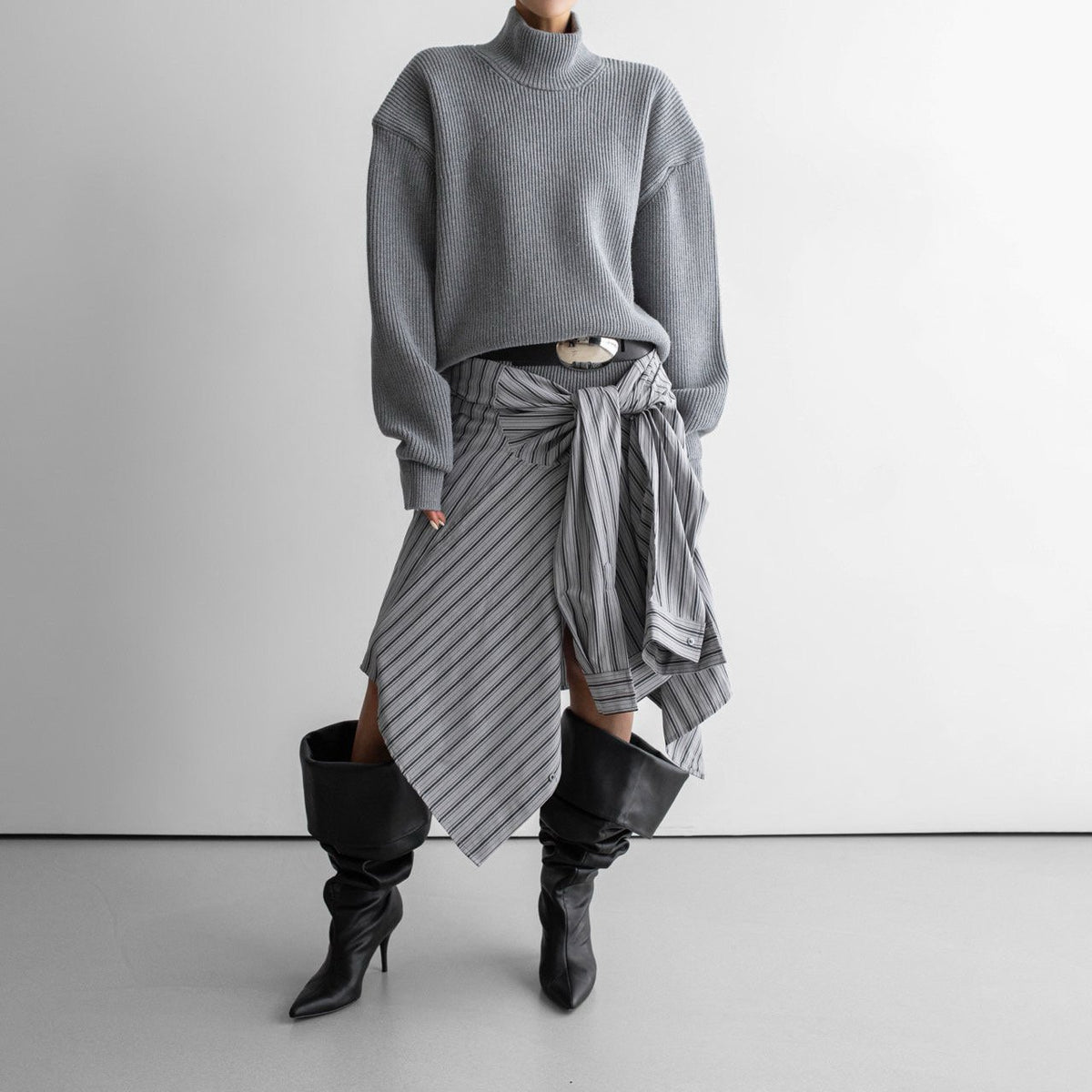 PAPERMOON Oversized Striped Pattern Pocket Button Down Shirt