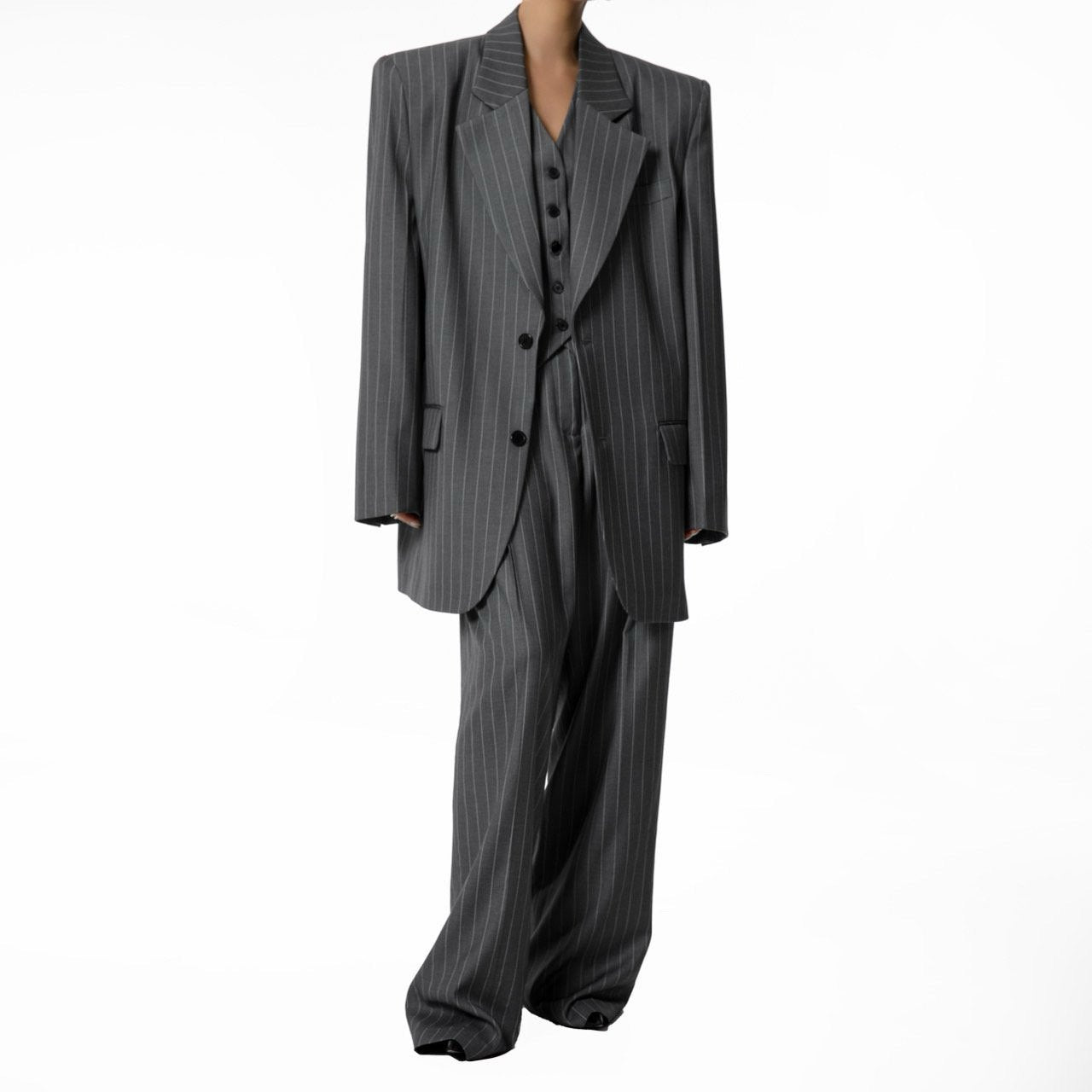 【PAPERMOON 페이퍼 문】SS / Wide Pin Stripe Set Up Suit Single Blazer