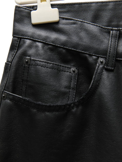 PAPERMOON Oversized Black Coated Denim Jeans