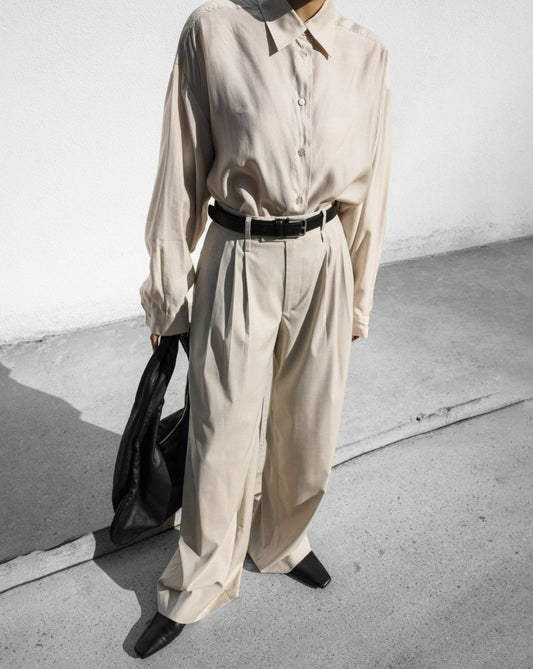 【PAPERMOON 페이퍼 문】SS / Three Pin - Tuck Detail Wide Trousers