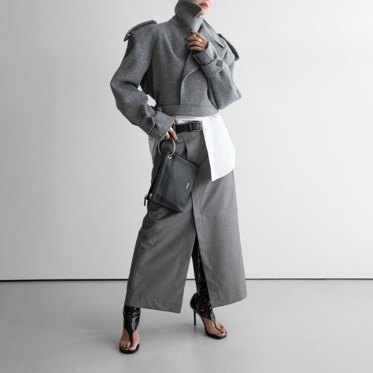 PAPERMOON Classic Asymmetric Wrap Midi Skirt
