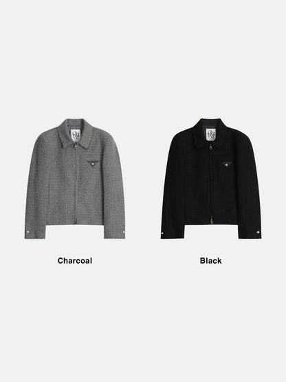 Drape Tweed Cropped Blouson