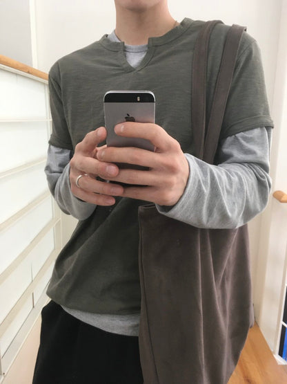 Rough Slub Skip Neck Tee