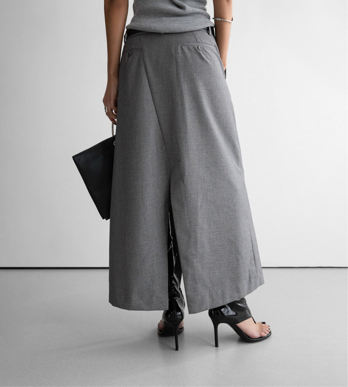 PAPERMOON Classic Asymmetric Wrap Midi Skirt