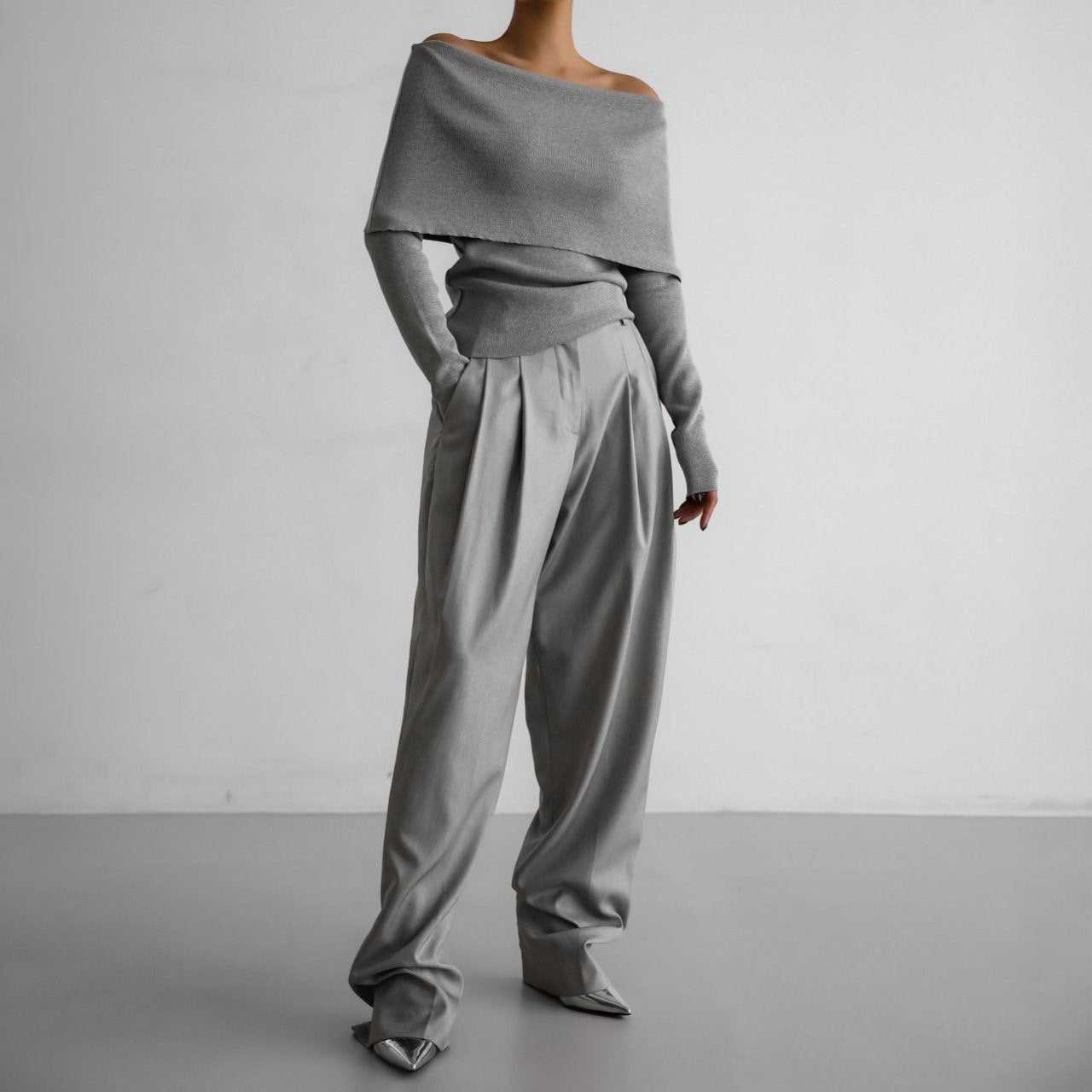 [PAPERMOON] SS / Soft Touch Pin Tuck Wide Trousers