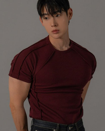 Outside Cut Ribbed Short Sleeve Tee