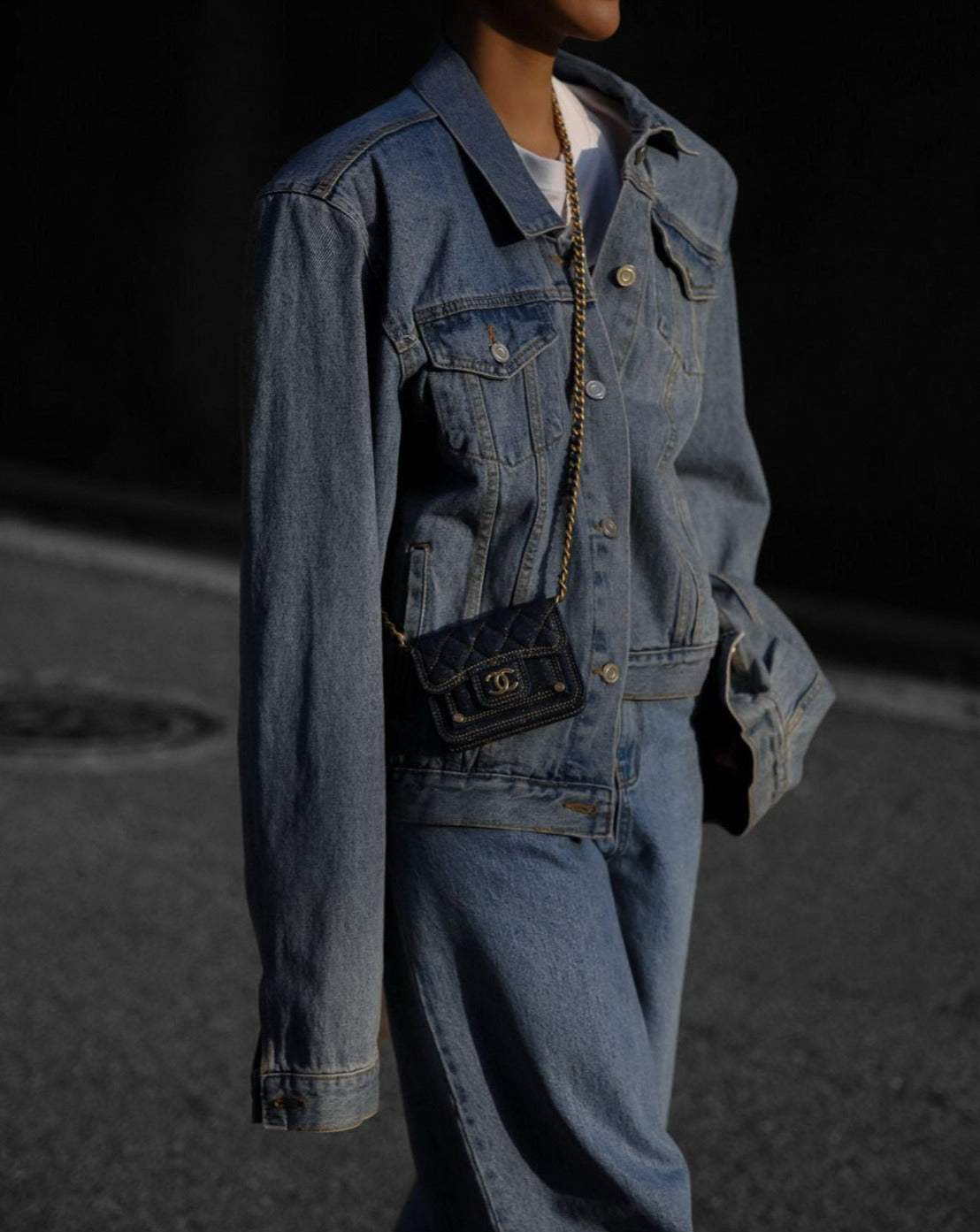 【即納】【PAPERMOON ペーパームーン】AW / Maxi Padded Shoulder Oversized Denim Jacket