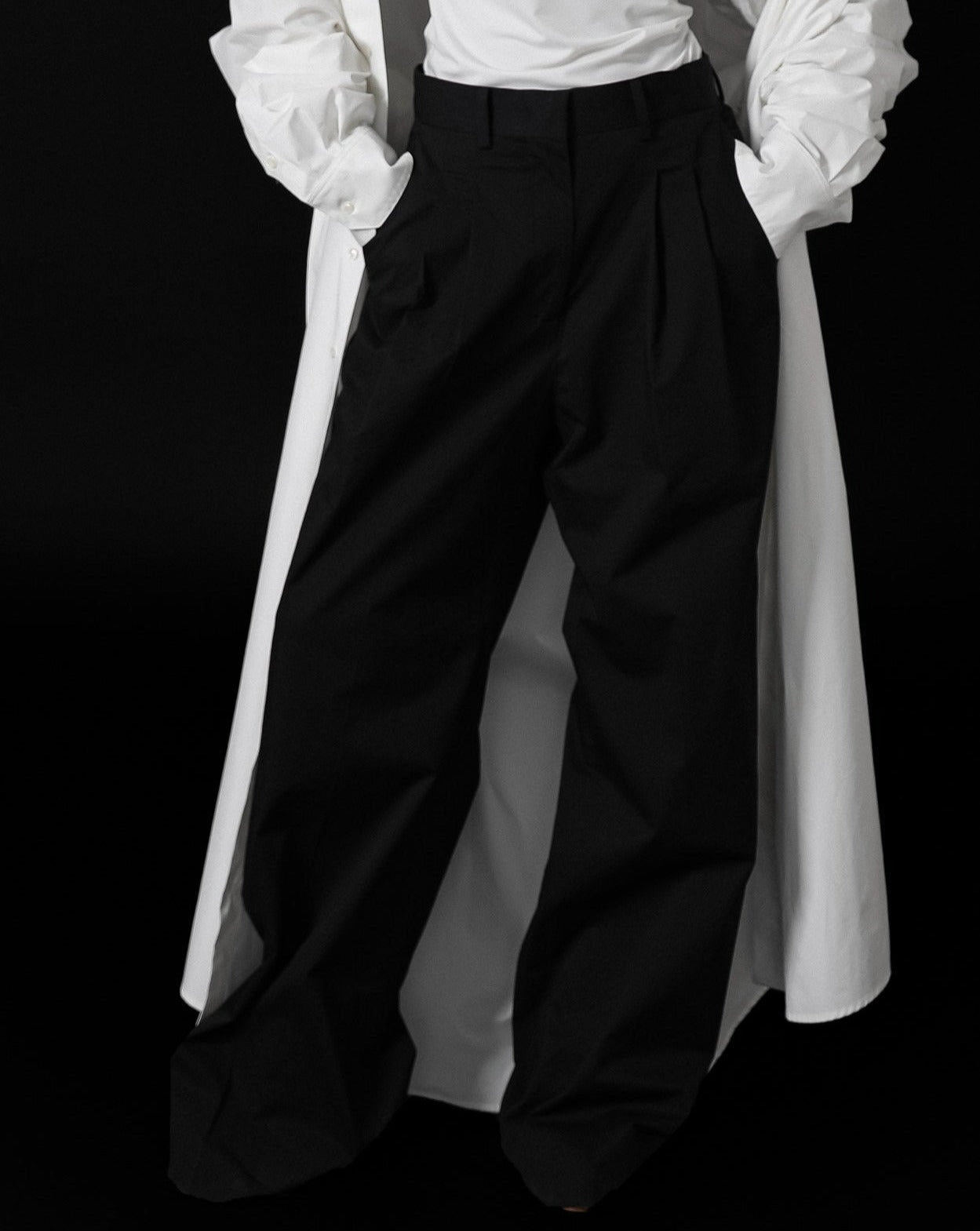 [PAPERMOON] SS / Cotton Two Pin-Tuck Wide Trousers