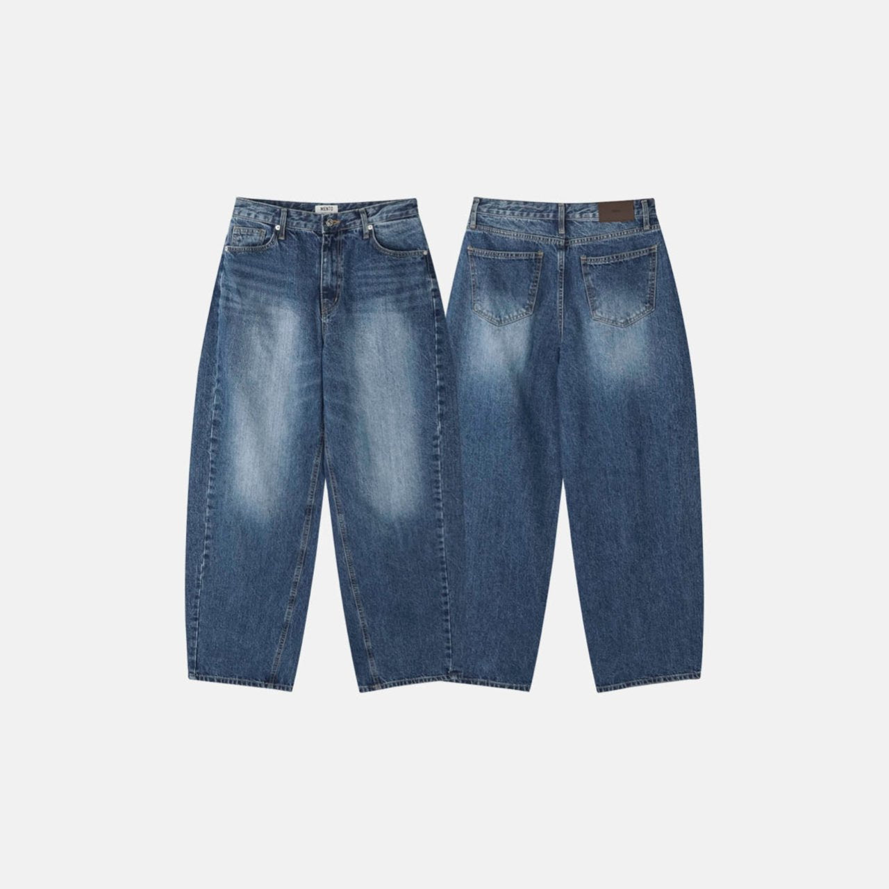 Mid-Blue Curved Denim Pants