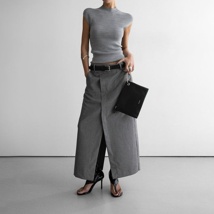 【PAPERMOON ペーパームーン】AW / Classic Asymmetric Wrap Midi Skirt