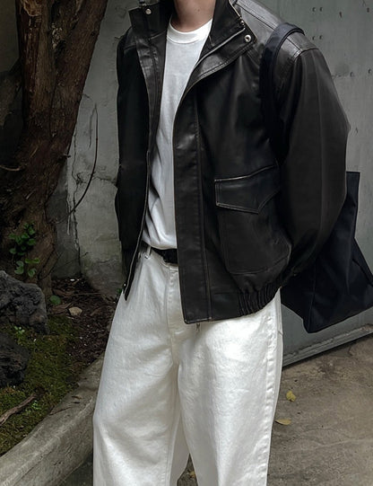 Glow Leather Blouson Jacket