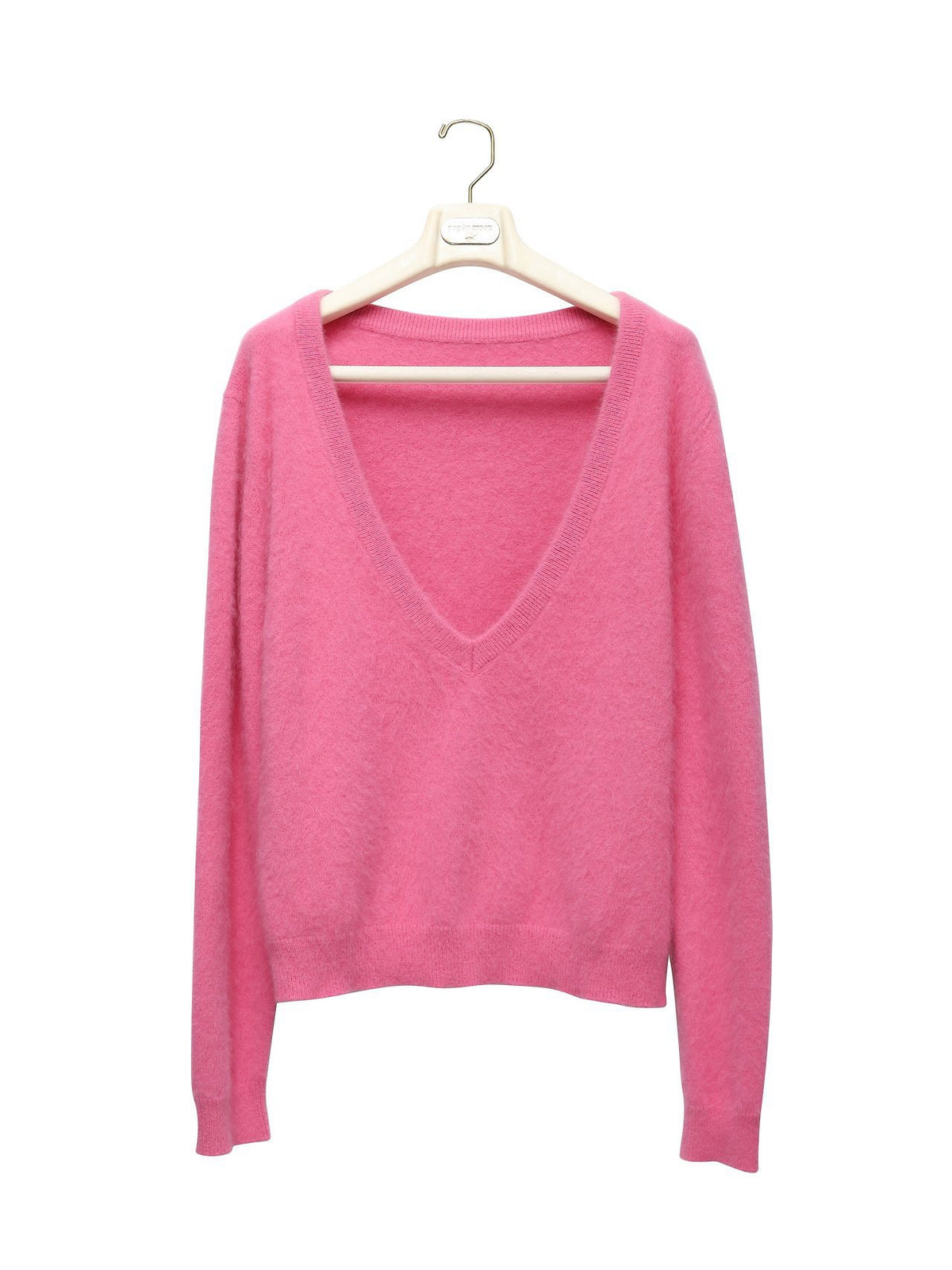 PAPERMOON Luxe Raccoon-Hair Deep V-Neck Knit