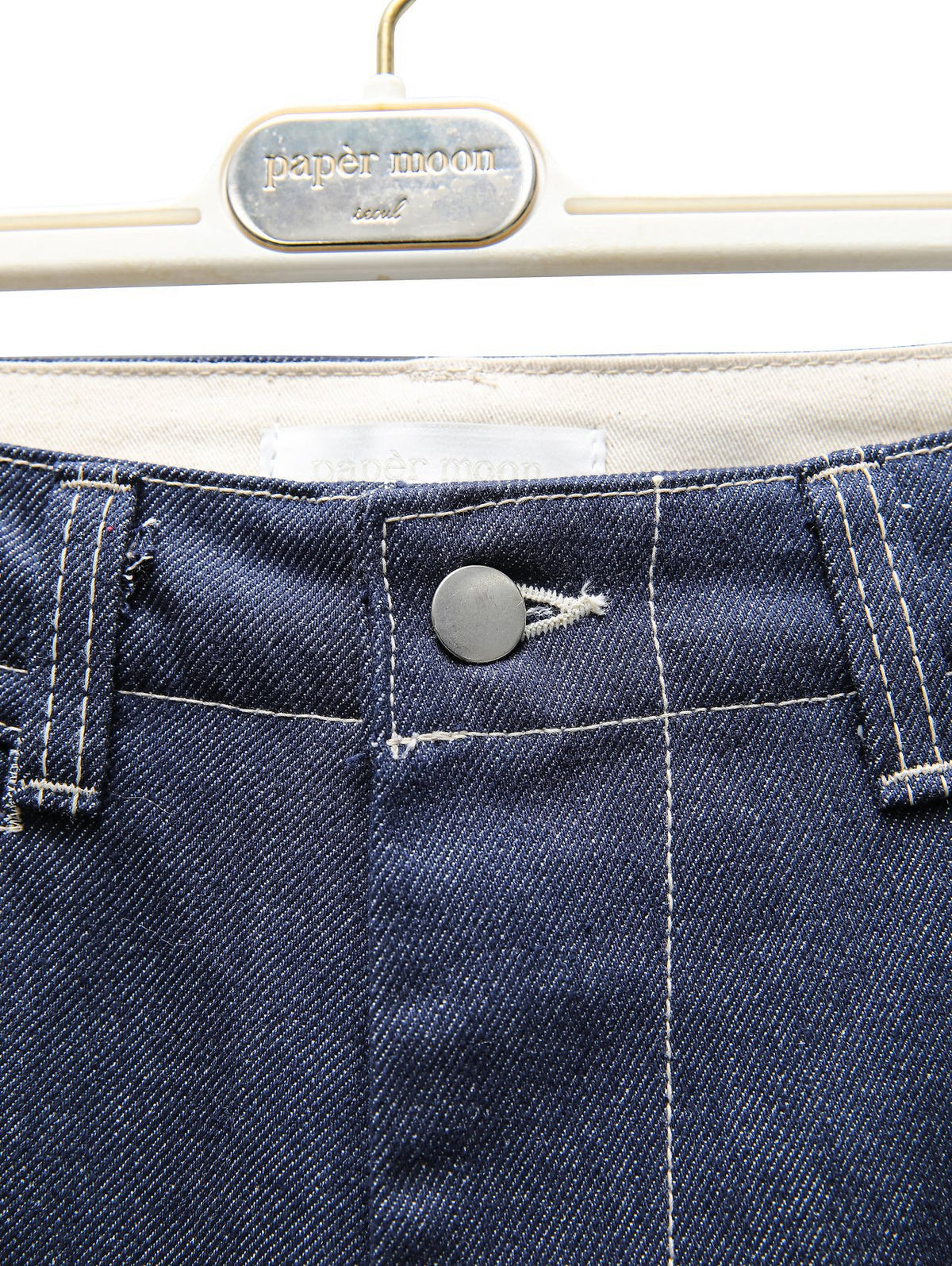 PAPERMOON ペーパームーン ステッチディテールワイドバギーデニムパンツ