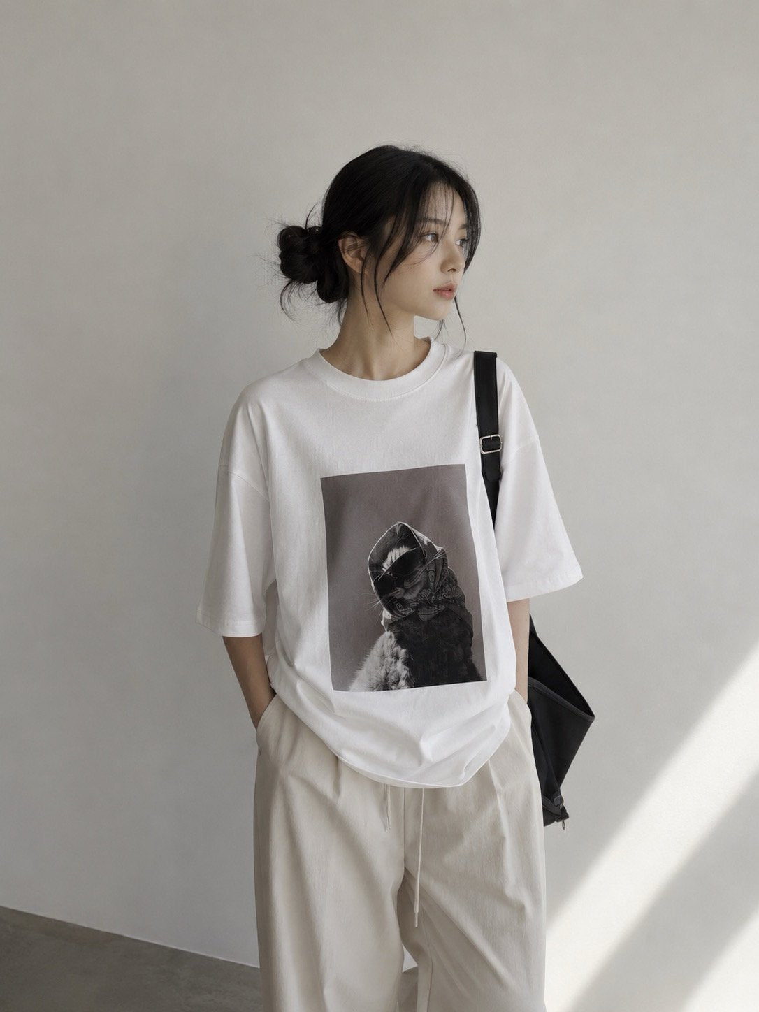 Masked Cat Graphic Tee