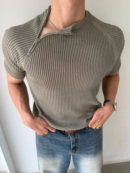 Vogue Diagonal Zip Linen Knit