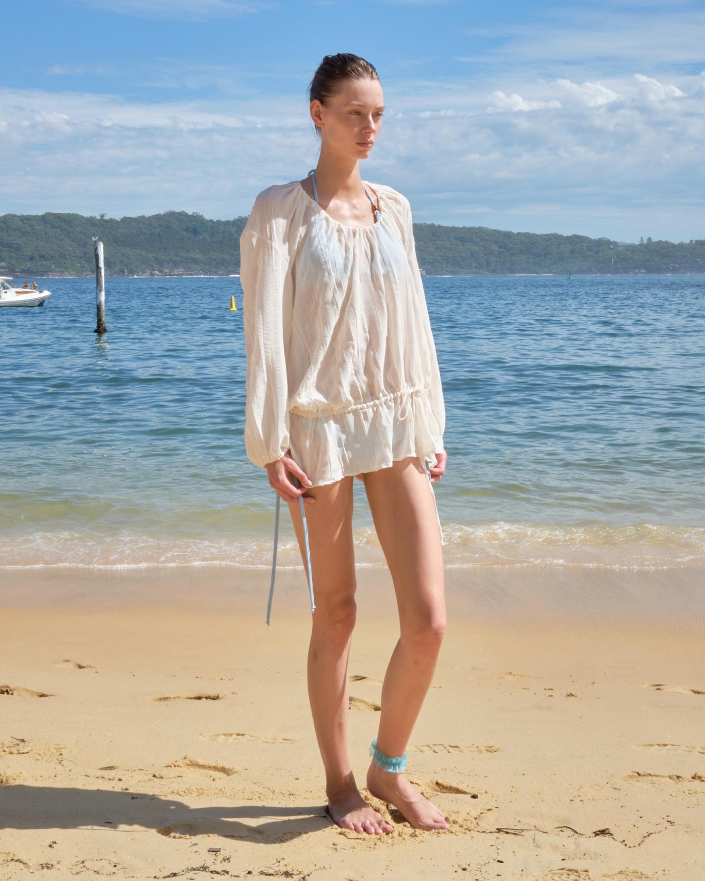 Shirring Half Blouse