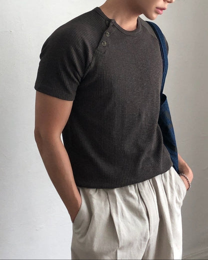 Diagonal Rib Raglan Knit Tee
