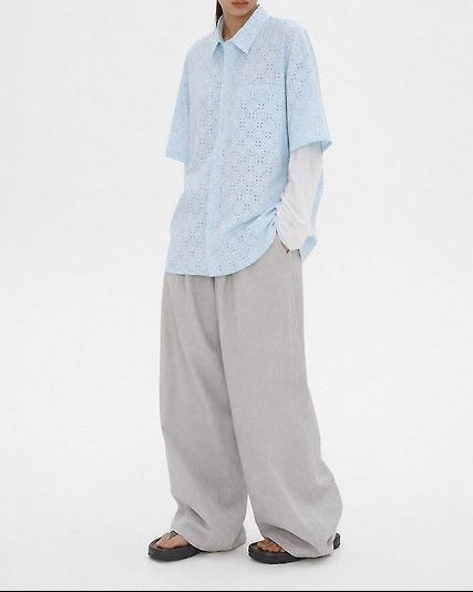 Pigment-Washed Nylon Shirt Jacket