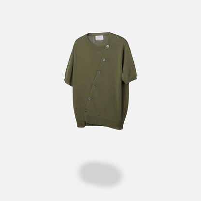 Diagonal Button Knit Tee