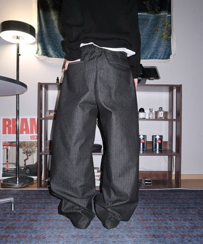 Herringbone Two-Tuck Wide Slacks