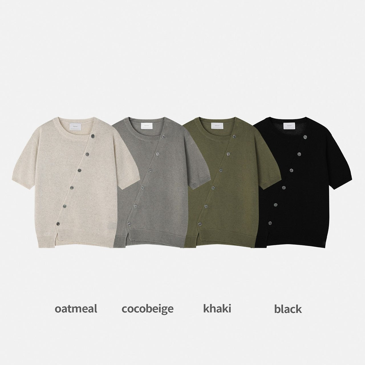 Diagonal Button Knit Tee
