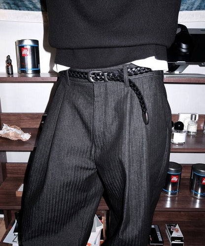 Herringbone Two-Tuck Wide Slacks
