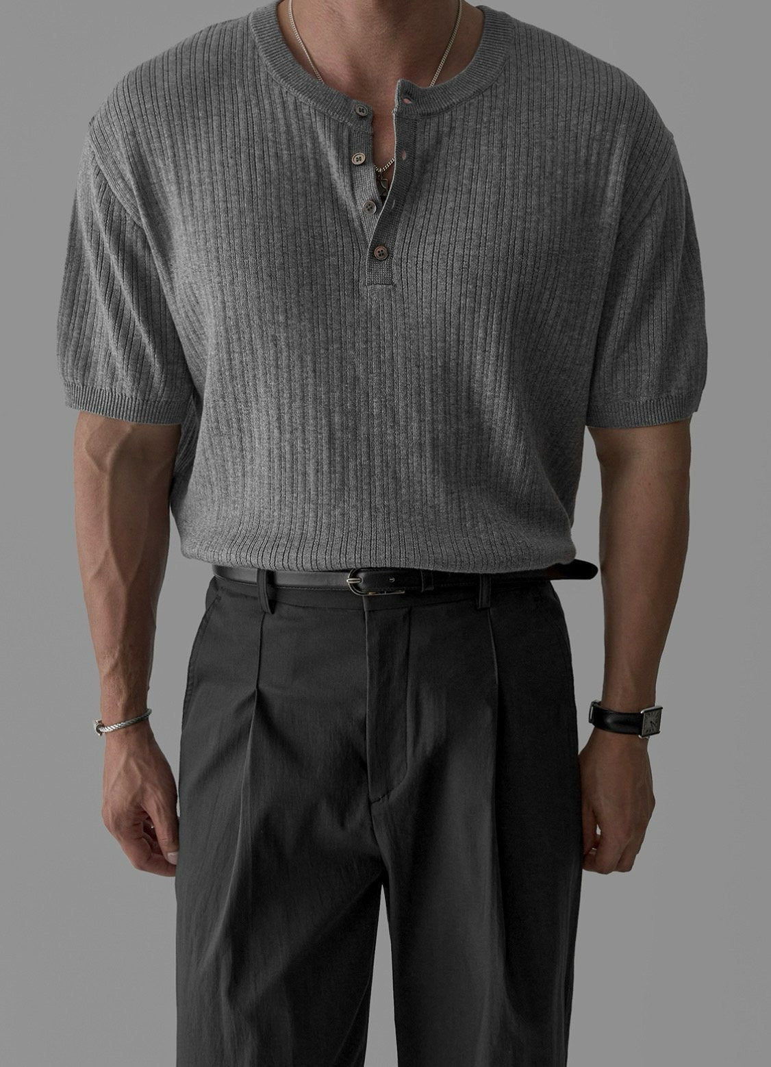 Vertical Henley Summer Knit