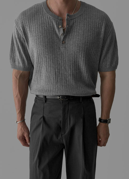 Vertical Henley Summer Knit