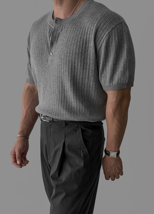 Vertical Henley Summer Knit
