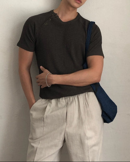 Diagonal Rib Raglan Knit Tee