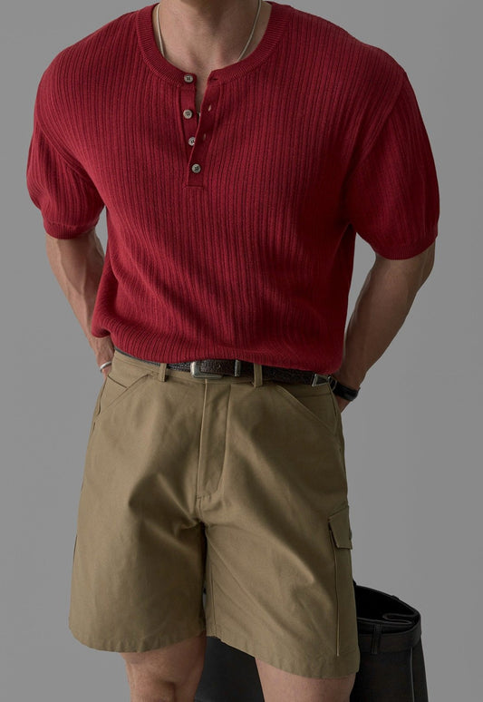 Vertical Henley Summer Knit