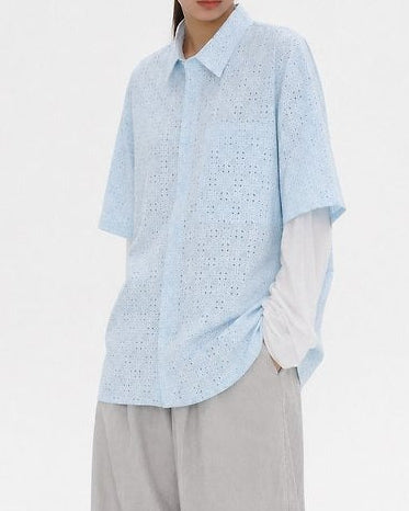 Pigment-Washed Nylon Shirt Jacket