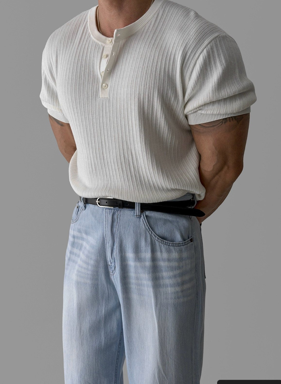 Vertical Henley Summer Knit