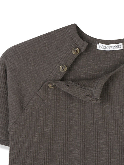 Diagonal Rib Raglan Knit Tee