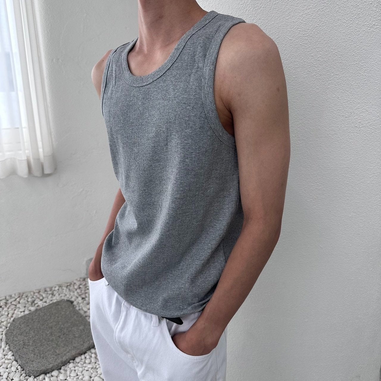 Muscle Fit Rib Tank Top